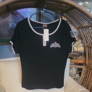Ed Hardy Black T-Shirt with White Trim